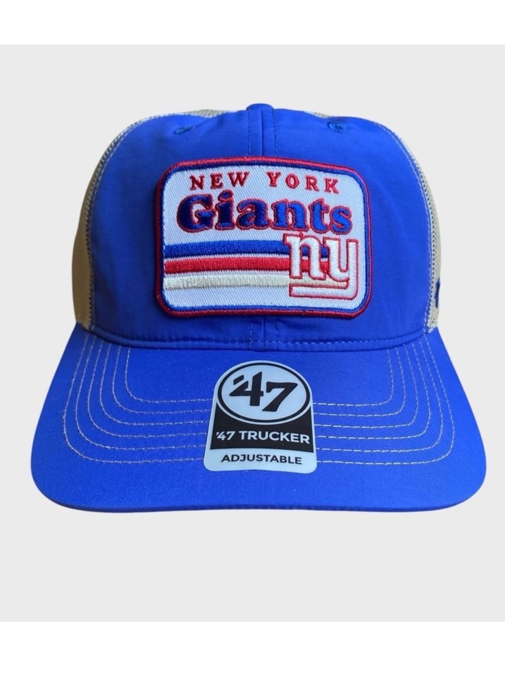 NWT New York Giants '47 Brand Campscape Relaxed Trucker Hat Cap Adjustable Blue